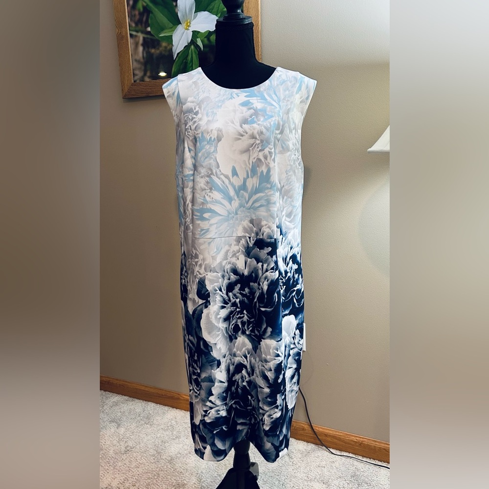 CALVIN KLEIN WOMENS SCUBA MIDI SHIFT DRESS 22W FULLY LINED **NWOT**